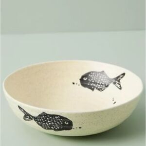 Anthropologie Tetra Cream Speckled Fish Serving Bowl